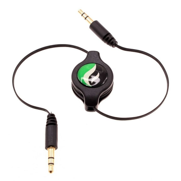 Retractable Aux Cable 3.5mm Adapter Car Stereo Aux-in Audio Cord Speaker Jack Wire Black J3V for Acer Liquid Jade Primo - Alcatel Onyx, Insight, Apprise, Jitterbug Smart, Avalon V, Go Flip V
