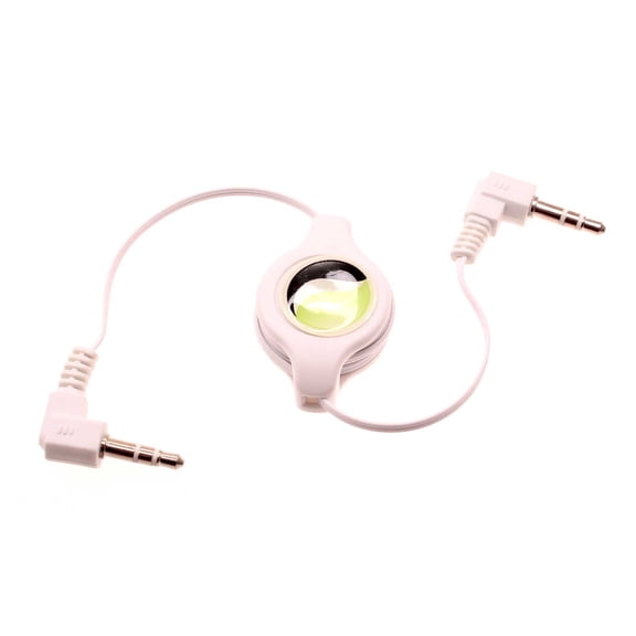 Retractable Aux Cable 3.5mm Adapter Car Stereo Aux-in Audio Cord Speaker Jack Wire White W8K for Kyocera DuraForce, DuraXE, Brigadier, DuraXTP, Cadence, Hydro Wave, Jitterbug Touch, View