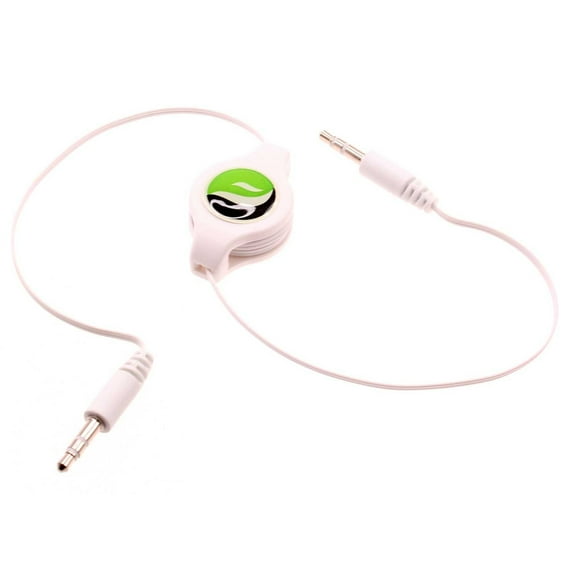 Retractable Aux Cable 3.5mm Adapter Car Stereo Aux-in Audio Cord Speaker Jack Wire White Z2E for TCL 20S, Signa, Flip Pro, 20 SE Pro 5G, A30 (A3), 4X 5G - UniHertz Titan - Wiko Ride 2