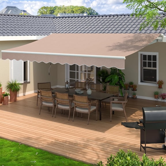 Retractable Awning 10x8 ft Sun Shade Shelter Cover for Outdoor Patio, Shop, Restaurant, Cafe, Courtyard, Balcony