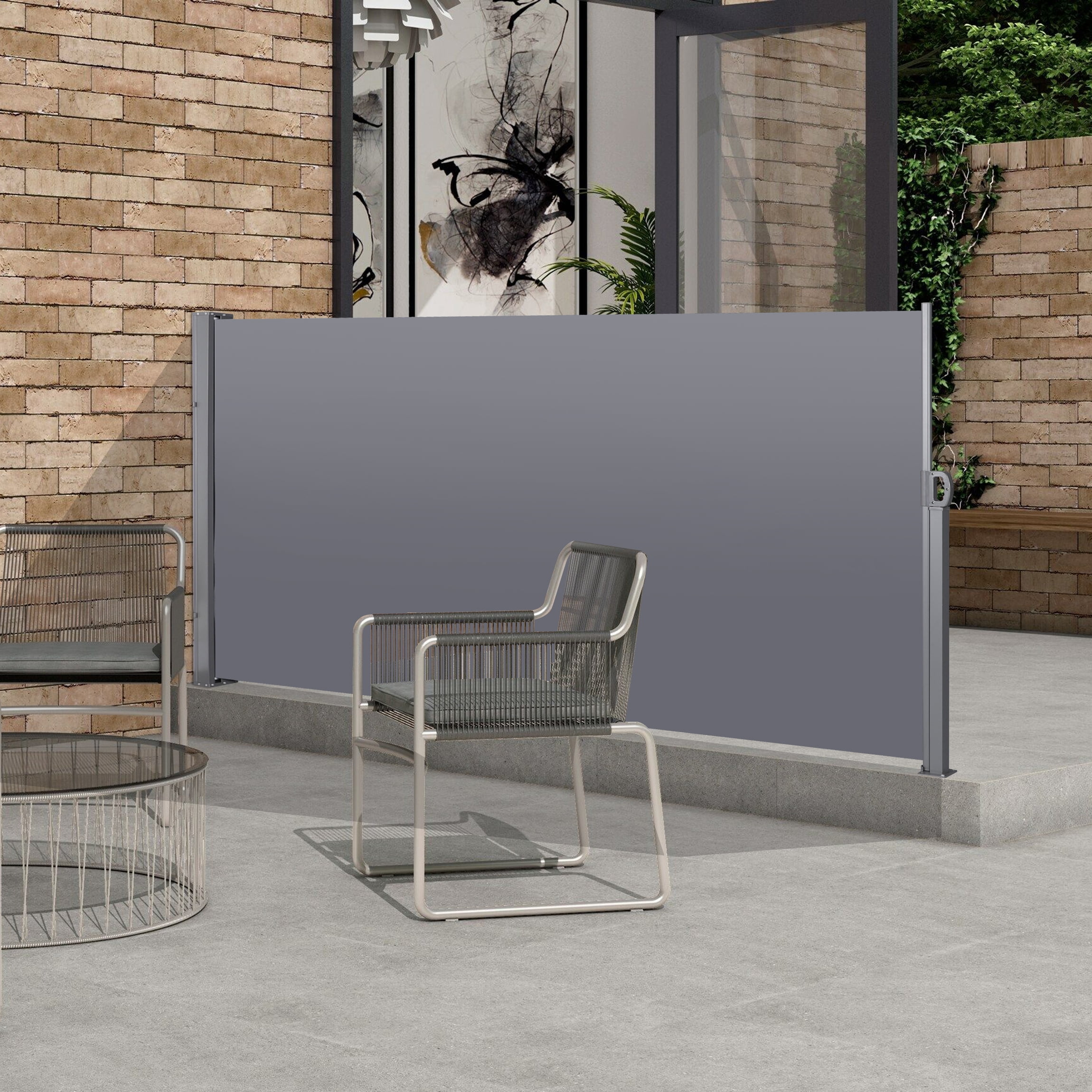 Retractable Awning, 118x63 Inch Sun Shade Screen for Balcony Patio Outdoor Space, Grey