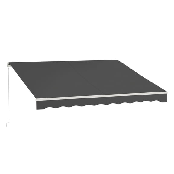 Retractable Awning 12x10 ft Electric Motorized, Sun Shade Shelter with Remote & Crank, Black
