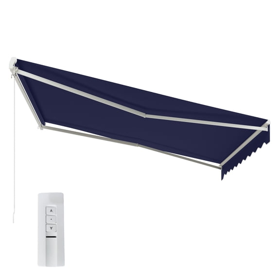 Retractable Awning 12x10ft Motorized Electric Sun Shade Shelter Remote Control Blue