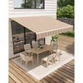 thumbnail image 1 of Retractable Awning, Waterproof Patio Awning, Sun Shade Awning with Manual Crank Handle, Aluminum Frame, 280 g/㎡ Polyester Fabric, for Deck, Porch, Balcony (Beige and White, 13'x10'), 1 of 7