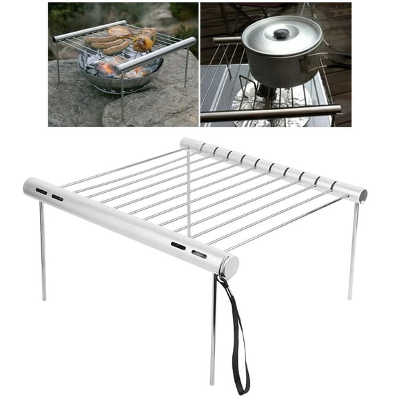 Retractable BBQ Grill Rack,Portable Folding Grilling Stand,Multi-Layer Cooking Rack for Backyard Patio Garden,Space Saving for Outdoor BBQ Camping Picnic