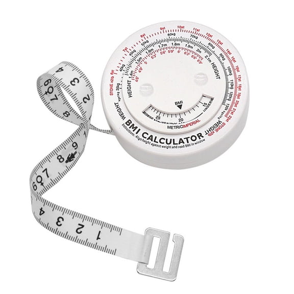 Retractable BMI Body Mass Index Measuring Tape, 150 cm Plastic Diet & Fitness Tool with Push-Button Lock and Auto-Retract for Waist, Chest, Hip, Thigh