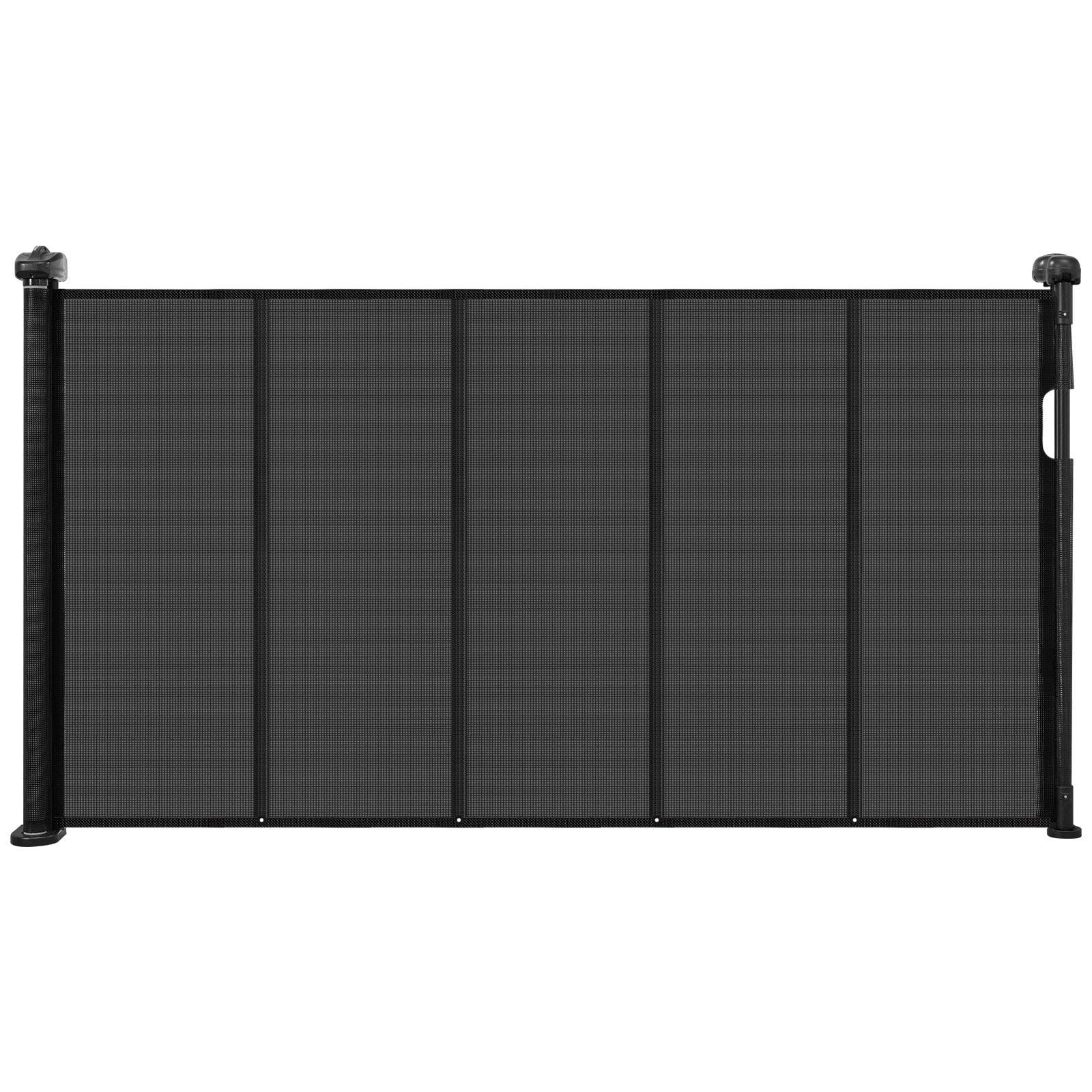Retractable Baby Gate 34 in Tall, Extends to 55 in Wide, Adjustable Black Mesh Gate for Kids and Pets, Anti-Crawl Bottom Strip, One-Handed Operation, Durable Scratch-Resistant Mesh, Space-Saving
