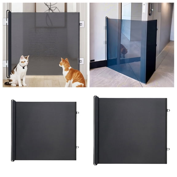 Retractable Baby Gate for Stairs, 43" Wide Mesh Dog Gate Indoor, 30.7" Tall Child Gate for Doorways, Hallways, Deck, Indoor Outdoor Pet Baby Safety Essentials for Home, Grey