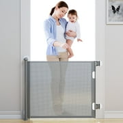 Retractable Baby Gates, BabyBond Baby Gate for Stairs Extra Wide 55” X 33” Tall for Kids or Pets Indoor and Outdoor Dog Gates for Doorways, Stairs, Hallways （Gray)