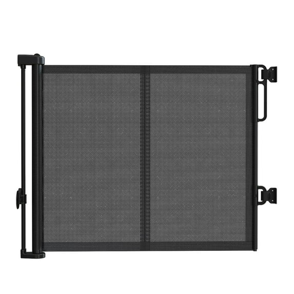 Retractable Baby Gates for Doorway, Extra Wide Pet Gate for Stairs, Extra Long Child Gates for Large Openings, Mesh Baby Gate, Dog Gate Expandable Gates (Black, 34" Tall x 59" Wide)
