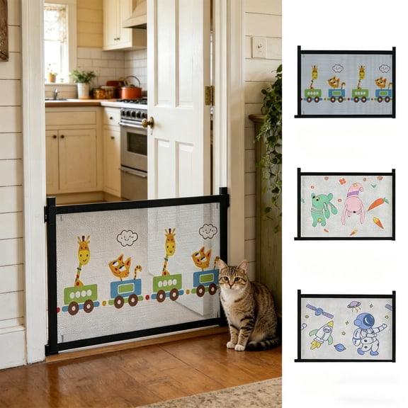 Retractable Baby Gates,Retractable Dog Gate,Retractable Baby Gates for Doorways,Extra Wide Mesh Child Dog Gate for Stairs,Tall Toddler Pet Gate,Easy Install,Essential for Home Safety