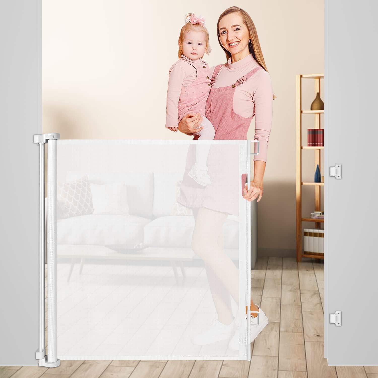 Retractable Baby Gates for Stairs 60” Wide Mesh Baby Gates for Doorways
