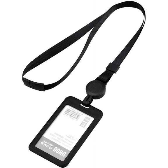 Retractable Badge Holder Black Badge Holder Card Neck Strap Card Holder Women And Men Card Holder With Lanyard For Work Card Student Exhibition Office Worker