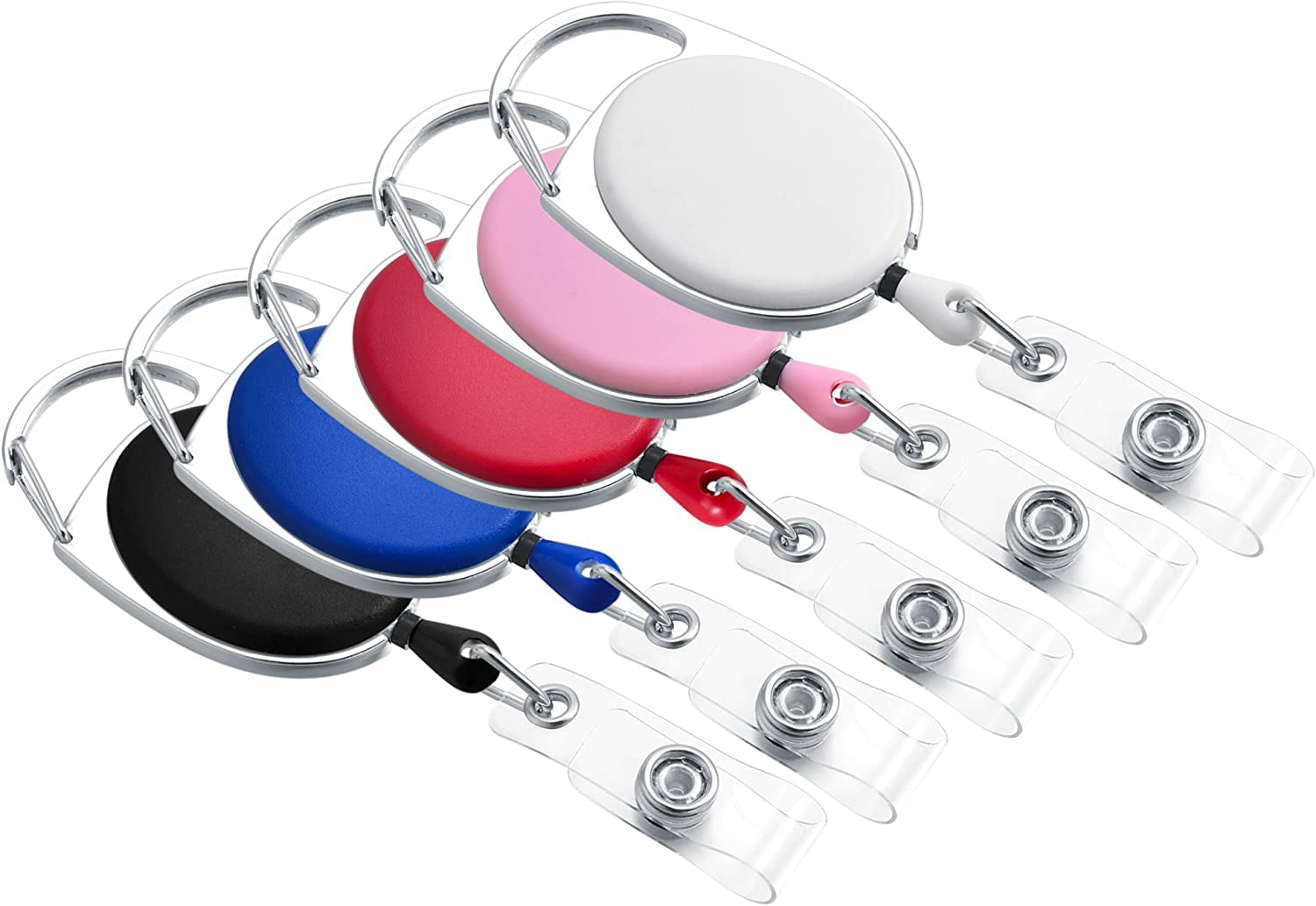 Retractable Badge Holder Carabiner Reel Clip On ID Card Holder, Pack of