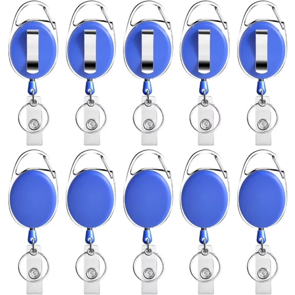 Retractable Badge Holder with Carabiner Reel Clip and Key Ring for ID Card Key Keychain Holders Black 10 Pieces by Moever