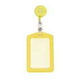 thumbnail image 1 of Retractable Badge Holder with Horizontal Leather Card Cover, ID Card Case for Work & School, Nylon Reel 28.3" with Belt Clip, Yellow, By Preplabs, 1 of 2