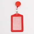 thumbnail image 1 of Retractable Badge Holder with Leather Card Cover - Business Card Holder for ID & Keys, 1 of 4
