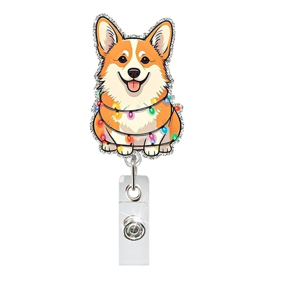 Retractable Badge Holder with Metal Clip for Nurse Doctor Cartoon Sequins Acrylic Badges Holder for Key Card Management