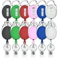 thumbnail image 1 of Retractable Badge Holders, Viaky 12 Pack Badge Carabiner Reels with Belt Clip Multicolor Key Ring for ID Card in Assorted Colors, Name Tags Keycard & Badges with Metal Clip (6 Color), 1 of 8
