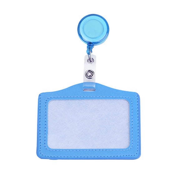 Retractable Badge Holders with Horizontal ID Card Holder, Retractable Buckle and Chest Card Cover, Secure Name Tag Reel for Office Work Cute Office Supplies