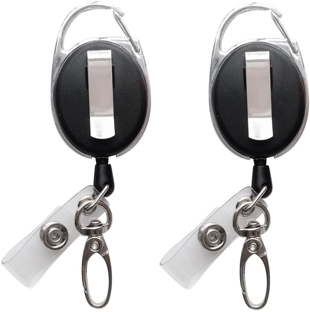 Retractable Badge Reel with Claw Clasp and Clip for Id Card Holders (2Pack)  