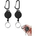 thumbnail image 1 of Retractable Badge Reels - Heavy Duty Extendable Key Chain - Key Lanyard Belt Clip Badge Holder Pull Reel Black(2 Pack), 1 of 7