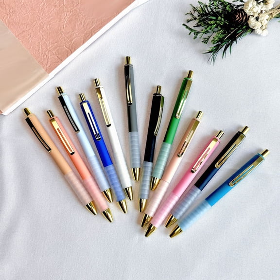 Retractable Ballpoint Pen, 1.0mm Medium Point, Comfort Soft Grip, Gold, 1 Pack