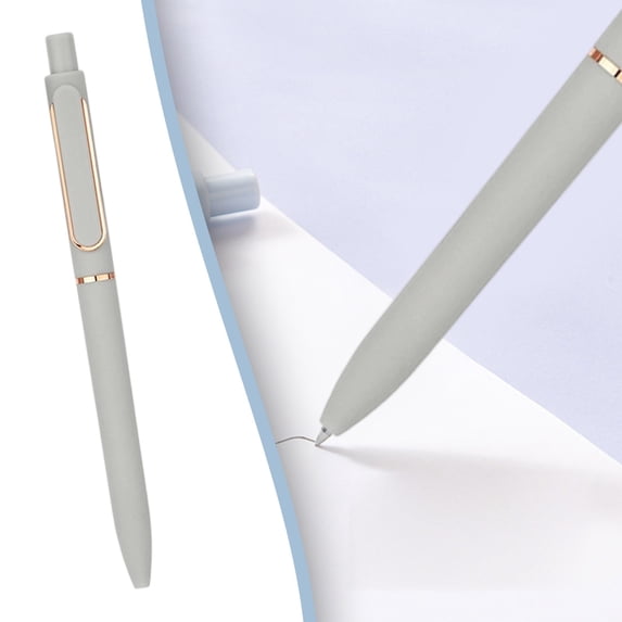 Retractable Ballpoint Pen, 1 Pc 0.5mm Fine Point Black Ink Pen with Rose Gold Decorative, Smooth Ink Rollerball Pen, Comfortable Writing Pen for Exam Prep and Daily General Use, Grey