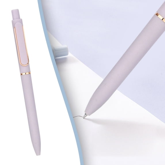 Retractable Ballpoint Pen, 1 Pc 0.5mm Fine Point Black Ink Pen with Rose Gold Decorative, Smooth Ink Rollerball Pen, Comfortable Writing Pen for Exam Prep and Daily General Use, Violet