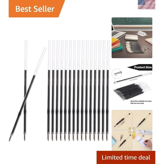 Retractable Ballpoint Pen Refills 30 Pieces 1mm, Medium Point 4.2 Inch Black ...