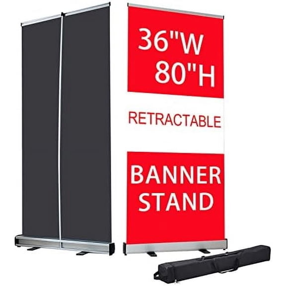 Retractable Banner Stand 36" W x 72 - 90" H, Heavy-Duty Retractable Roll Up Banner Stand for trade show store any event (Stand ONLY)$$Other
