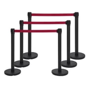 Retractable Belt Stanchion Set, 6.6FT Crowd Control Queue Barriers   Carbon Steel Posts, Non-Slip Weighted Bases   2/4/6 Pack for Easy Line Dividers
