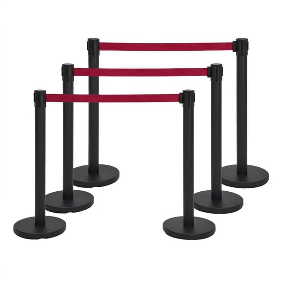 Retractable Belt Stanchion Set, 6.6FT Crowd Control Queue Barriers – Carbon Steel Posts, Non-Slip Weighted Bases – 2/4/6 Pack for Easy Line Dividers