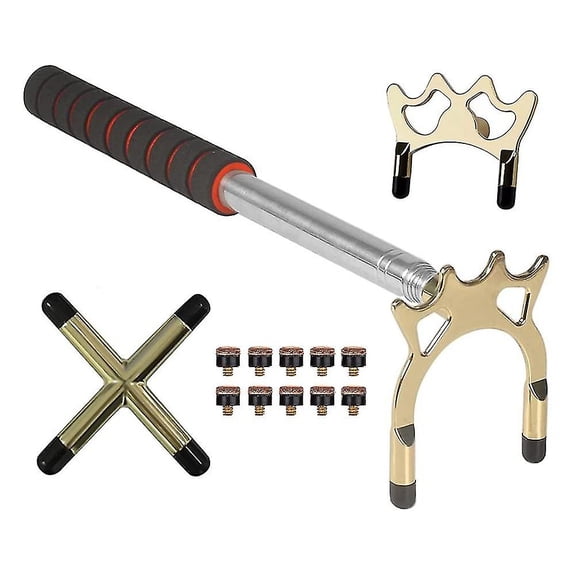 Retractable Billiards Cue Stick Bridge With 3 Pcs Removable Gold
