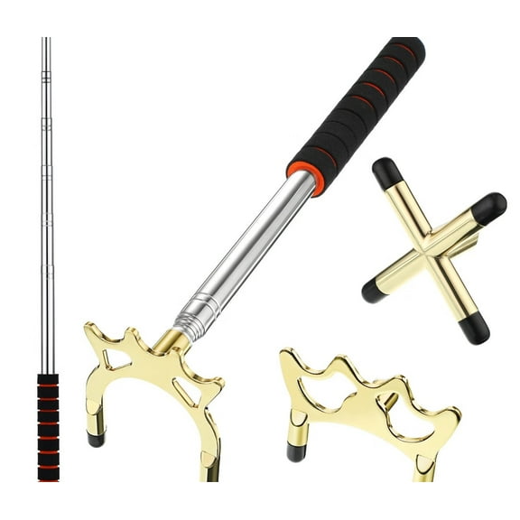 Retractable Billiards Cue Stick Bridge with 3 Pieces Removable Brass Bridge Head,Snooker Set Billiards Pool Cue Accessory for Pool Table