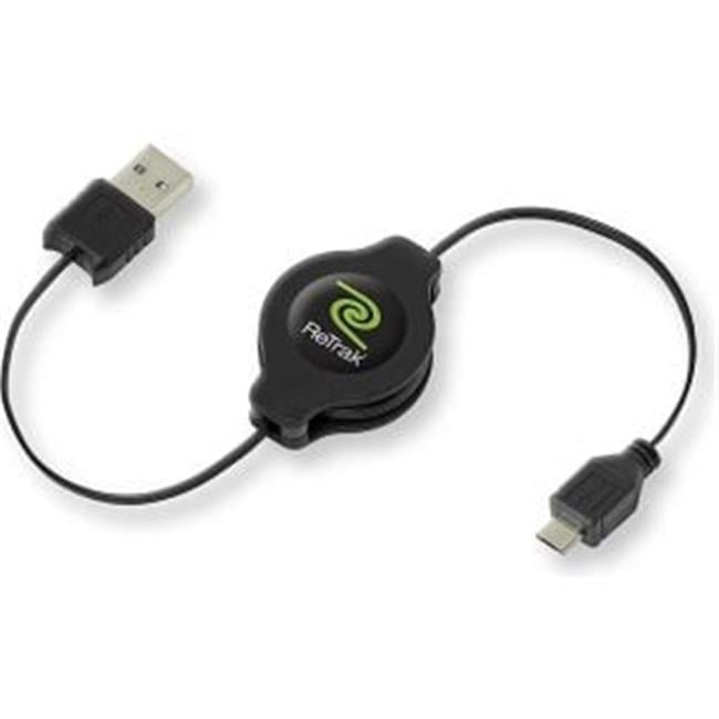 Retractable Black Micro USB Cable, Transfer Data At Up to 480 Mbps & Sec, Charge Micro