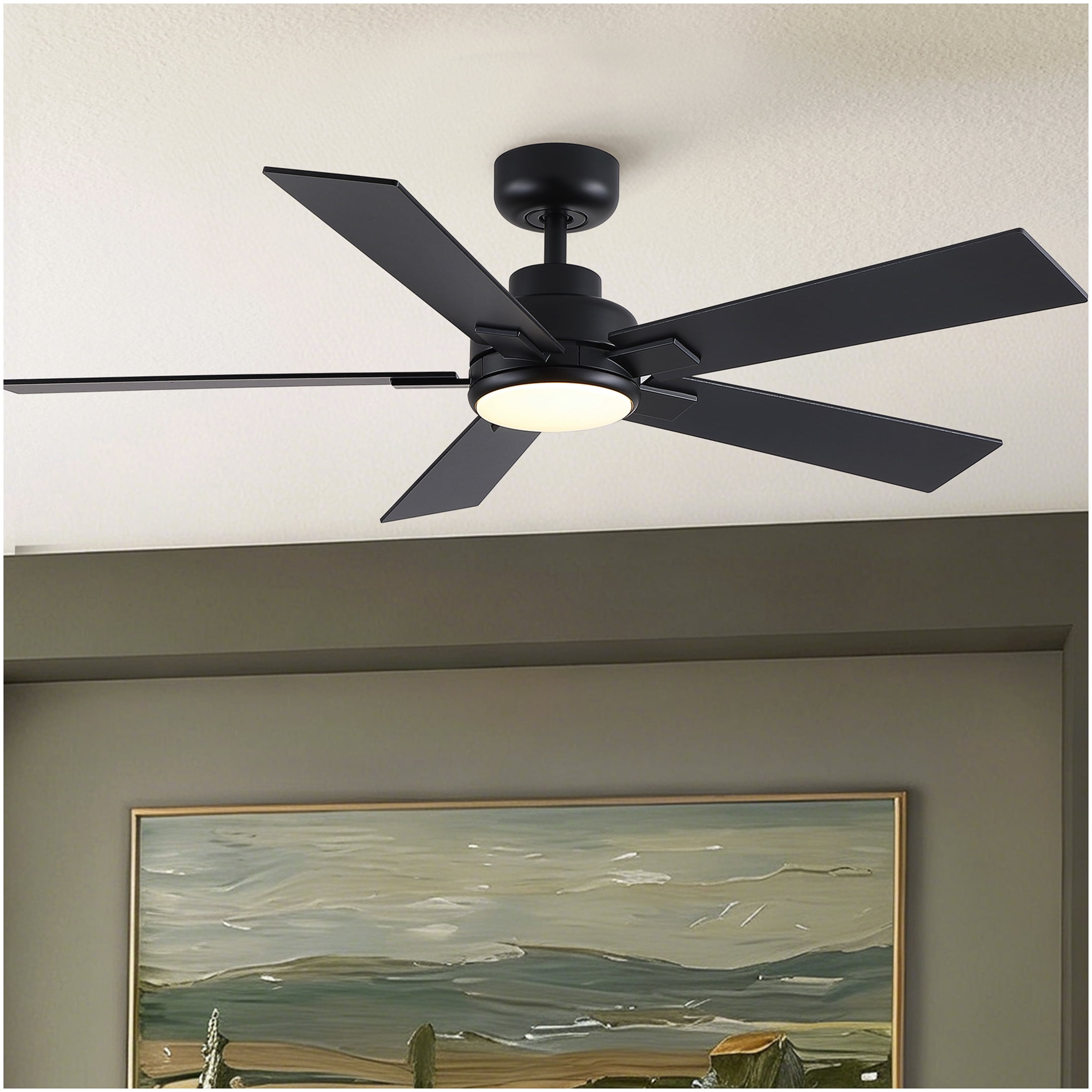 To Control Room Sign Retractable Blades Ceiling Fan for Living Rooms Hallways Terraces ...