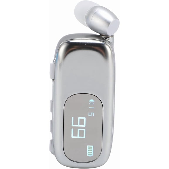 Retractable Bluetooth Headset with V5.4 Clip-On Design for Driving, Hands-Free Earpiece with LCD