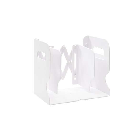 Retractable Book Stand for Reading Adjustable Book Holder with Clip and Stopper Desktop Book Shelf for Students Home Office White Plastic Book Organizer for Desks and Tables