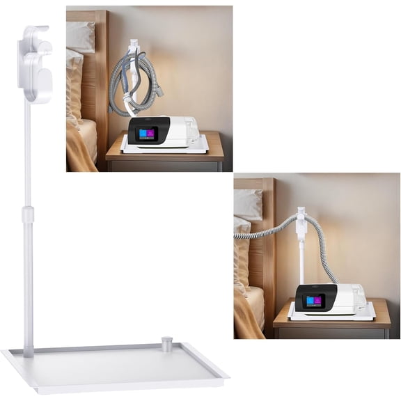 Retractable CPAP Hose Holder for Bed - Adjustable Tube Hanger with Nightstand Machine Tray, Organizes Mask & Accessories, Compact Design