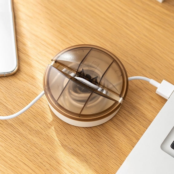Retractable Cable Organizer, Charging Cord Storage Box, Portable Round USB Cable Winder for Home Office Travel Indoor Outdoor