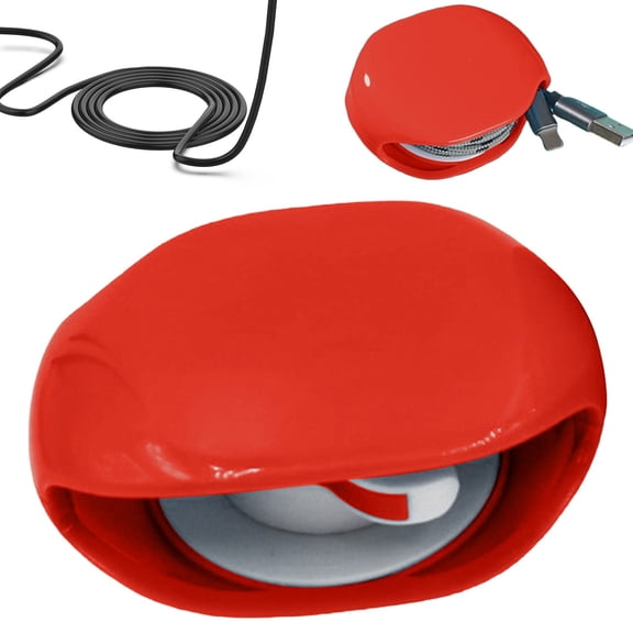 Retractable Cable Reel, Automatic Cord Organizer for USB Charging Cables and Headphones, Red