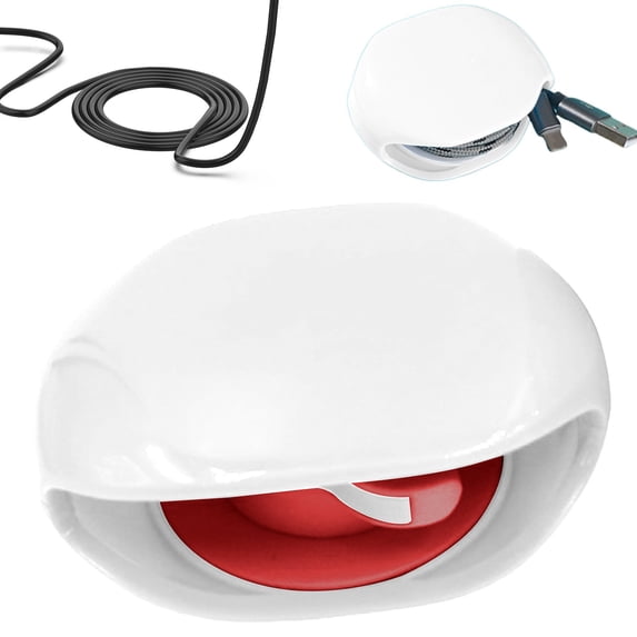 Retractable Cable Reel Cozival 2026 Upgrade Automatic Cable Reel - Retractable Organizer for Usb, Headphones & Charging Cords, Tangle-Free for Desk, Travel & Car Use, Cord Organizer, White