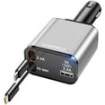 thumbnail image 1 of Retractable Car Charger 4 in 1, Compatible with iPhone 16 Car Charger Fast Charging, Type C Retractable Fast Car Charger, 69W USB C Car Charger Adapter for iPhone 16/15/14/13/12/Galaxy/Pixel, 1 of 1