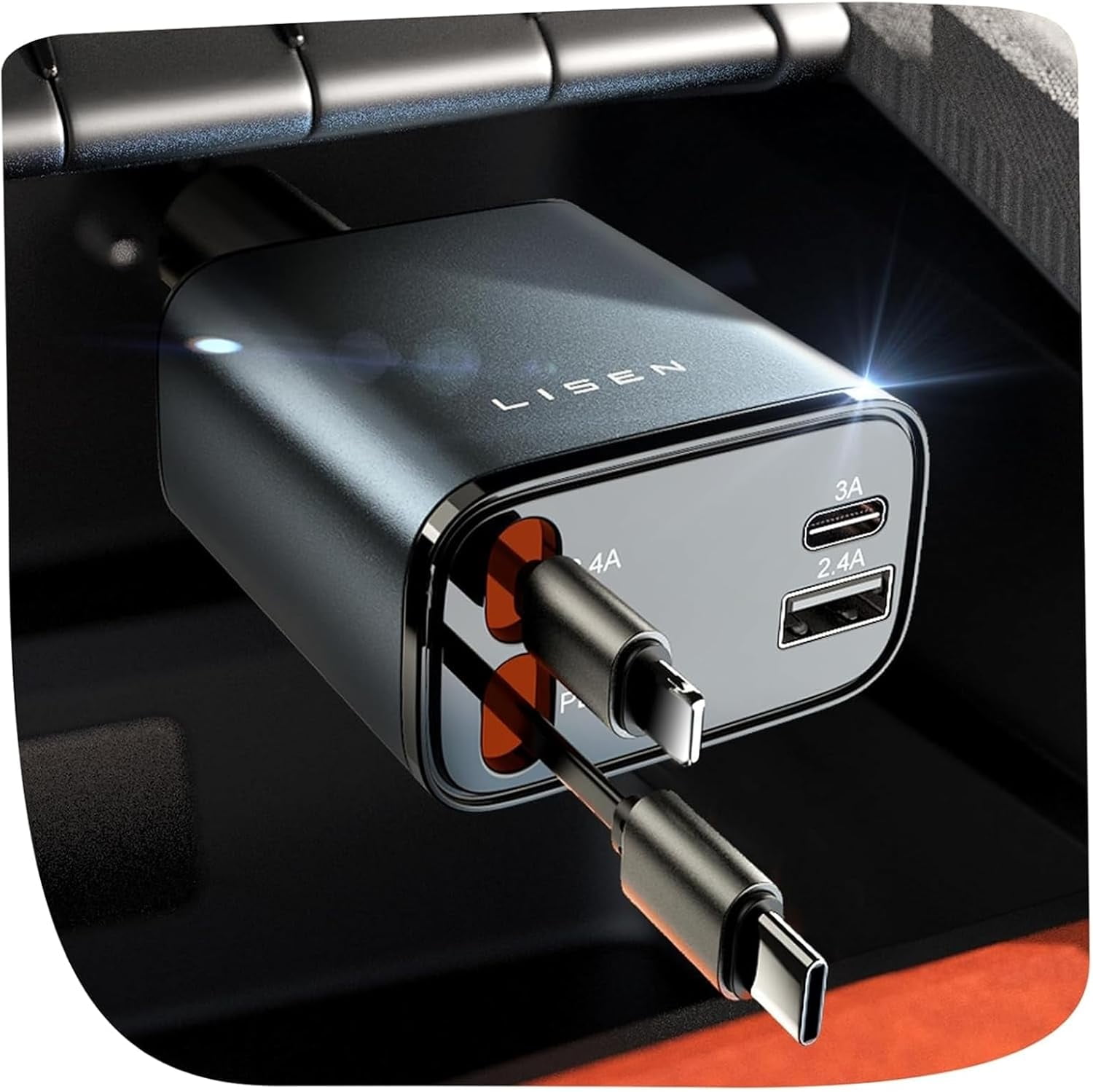 Retractable Car Charger, 69W USB C Car Accessories Adapter for iPhone 16 USB C Charger Fast Charging,Gifts for Women Men, Travel Essentials, Truck Accessories, for iPhone 16 Pro Max 15 14 13 12