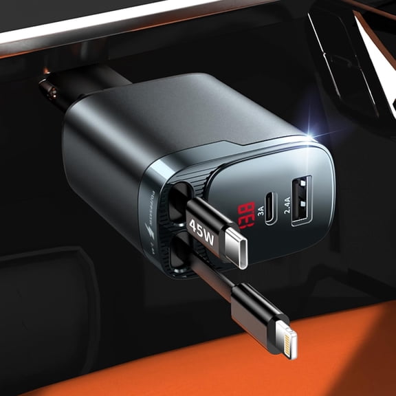Retractable Car Charger, 84W Charger USB C 4 in 1, Accessories Fast Charging Adapter for iPhone 17 16 15 14 13 12 Pro Max, Samsung, Pixel | Travel Essentials Gifts Men Women