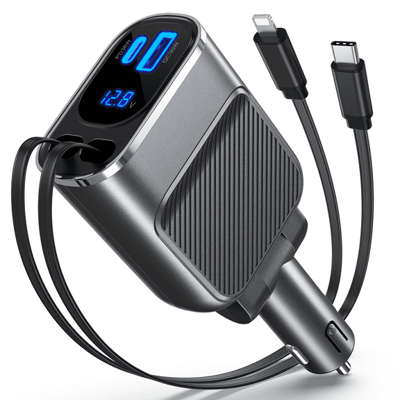 Retractable Car Charger, 84W USB C Car Accessories Adapter for iPhone 17 USB C Charger Fast Charging, Gifts for Women Men, Travel Essentials, for iPhone 17 Pro Max Air 16 15 14 13 12 Samsung S25