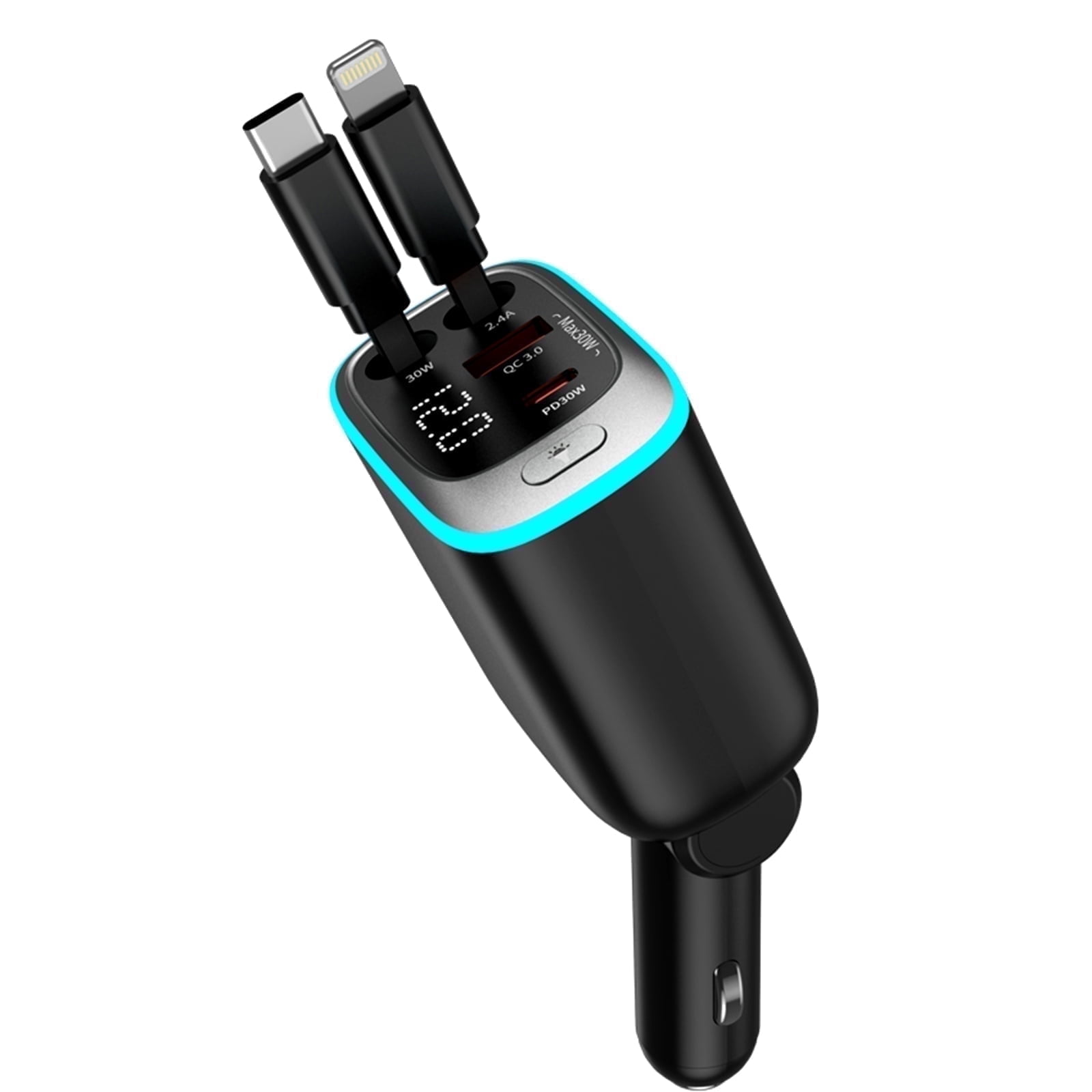 KT1 Retractable Car Charger Usb C, 4 in 1 Car Charger, 180° Adjustable ...