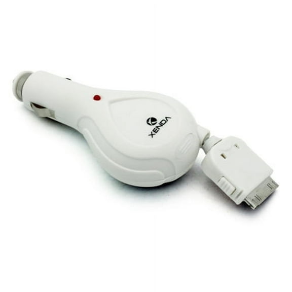 Retractable Car Charger DC Power Adapter White Compatible With Ipod Video Touch 4th Gen 3rd Gen 2nd Gen 1st Gen Photo Nano 6th Gen 5th Gen 4th Gen 3rd Gen 2nd Gen 1st Gen Mini Classic