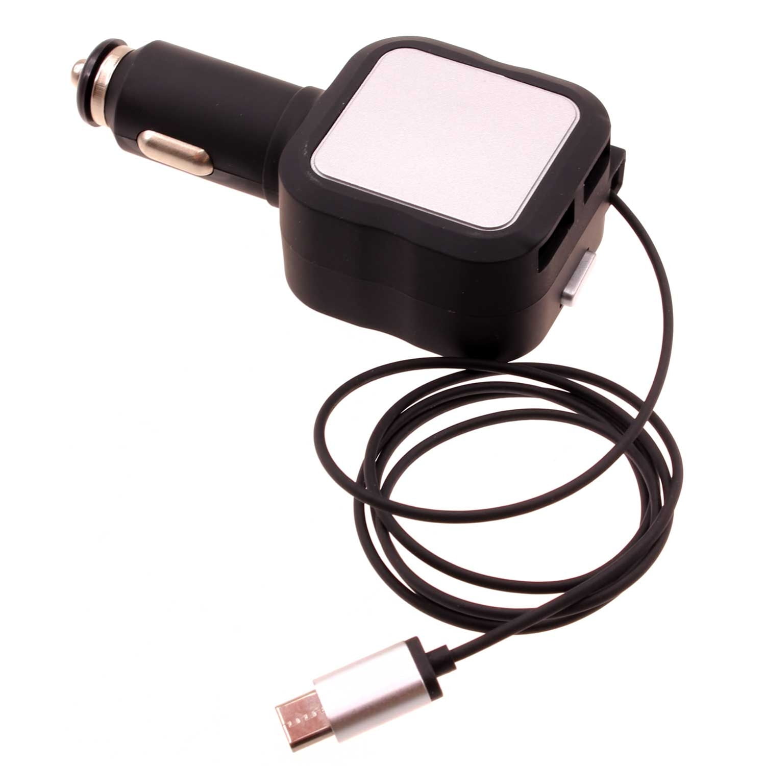 Retractable Car Charger for Nokia G100/G300/G310 5G - 4.8Amp Type-C 2-Port USB Fast Charge DC